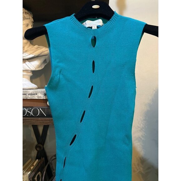 Ronny Kobo Jerrie Knit Bodycon Mini Dress BLUE TEAL Tidepool Womens Size Small - Picture 8 of 11